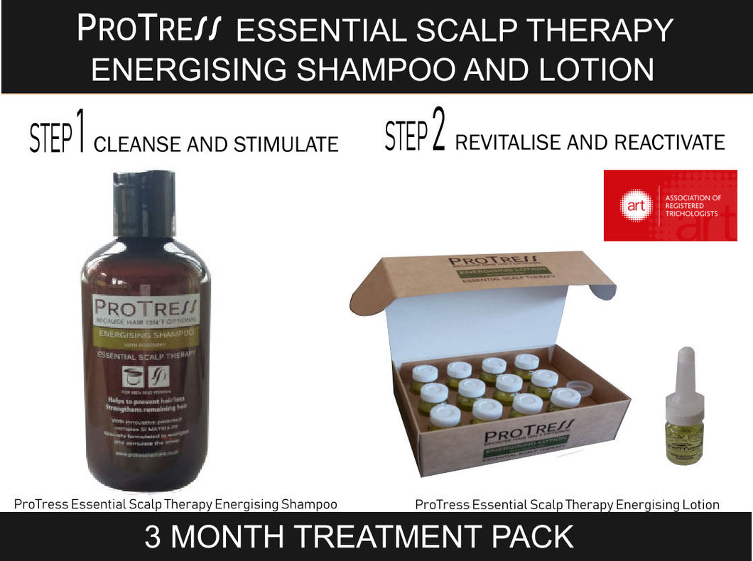 ProTress Essential Scalp Therapy Energising Shampoo and Lotion 3 Month Treatment Pack